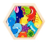 CoudarTitie Puzzle Impilabile, Gioco di Forme, Blocchi Geometrici, Legno, Educazione Prescolare, Coordinazione Occhio-Mano, creatività, Adatto Ai Bambi, Vita Marina
