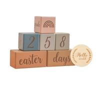 CoudarTitie Set di Blocchi per Pietre Miliari, Blocchi per Età, Regalo Commemorativo per Neomamme, Ragazzi O Ragazze, Doccia, Dischi di Legno, Accessori per Foto, Blu, Taglia unica bambino