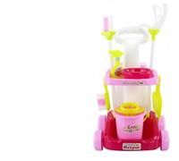 CoudarTitie Set Pulizia Bambini Giocattolo Carrello Scope Paletta Secchio Materiale Plastica Educativo Funzione Realistica Adatto Bambini Gioco di Ruolo Educazione Pulizia Regalo Casa , 66735 Set Rosa