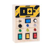 CoudarTitie Tavola Interattiva in Legno per attività Didattiche E di Apprendimento, Giocattolo Educativo per La Prima Infanzia con Interruttore a LED, Adatta a Ba