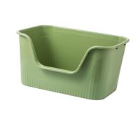 CoudarTitie Vaschetta Lettiera per Gatti Aperta con Pareti Alte Design Pratico Contenitore Sabbia Animali Domestici Materiale PP Adatta a Gatti E Cuccioli in Casa, Verde
