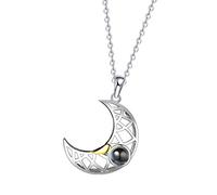 Coudf Foto personalizzata Ti amo Luna e sole Collana con ciondolo amicizia Collane con gioielli BFF(Stampa fotografica in quadricromia)