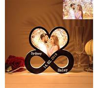 Coudf Lampada da parete con simbolo di infinito con foto personalizzata Segno di matrimonio in acrilico personalizzato Nomi di coppia Luce notturna a forma di cuore