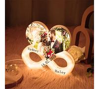 Coudf Lampada da parete con simbolo di infinito con foto personalizzata Segno di matrimonio in acrilico personalizzato Nomi di coppia Luce notturna a forma di cuore