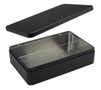 Coufce Scatola di latta rettangolare in metallo, 21 x 13 x 4 cm, scatola di latta nera per dolcetti, regali, bomboniere, candele e artigianato