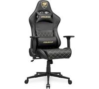 COUGAR Armor One V2 Gold - Sedia da gioco, superficie in pelle in PVC, braccioli pieghevoli 4D, reclinabili a 155°, regolazione dell'altezza di sollevamento del pistone, supporto di peso fino a 120 kg