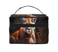 cougar - Beauty case portatile da viaggio (22,9 x 16,5 x 15,7 cm), grande borsa per il trucco da donna, grande borsa per il trucco per ragazze, nera, taglia unica