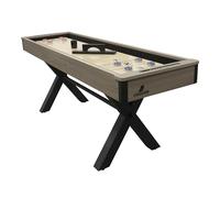 Cougar Mason Tavolo da shuffleboard Americano, rovere/nero | Shuffleboard con pattini per un utilizzo multifunzionale - 8 dischi | Dimensioni 213,5 x 61 x 81,5 cm