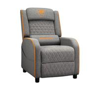 COUGAR Ranger One, divano da gioco in tessuto di lino traspirante, tasca laterale, poggiatesta e cuscino lombare, design regolabile, capacità fino a 150 kg, grigio e arancione