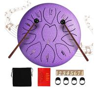 Couleeur Steel Tongue Drum, 6 Pollici 11 Note Handpan Strumento Musicale, Tamburo in Acciaio, Strumento a Percussione Tamburo per Meditazione, Yoga, Educazione Musicale, Guarigione del Suono (Viola)