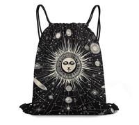 Coulisse Tasche, Vintage Sun And Moon Star Trail Art Borsa Palestra Scuola Unisex con Coulisse Zaino da Viaggio per Sport Piscina Vacanze 36X42cm