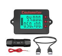 Coulomb - Misuratore di batteria con design a prova di schizzi e display 4 in 1 per tensione e corrente e stato di carica (50 A)
