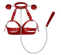 CoundCo Set Bondage Petto con Collare e Catena di Trazione - Accessorio BDSM Regolabile per Coppie - Gioco Sensuale di Restrizione Tensione, Giochi di Coppia Intensi