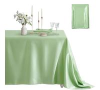 Counfeisly, Tovaglia rettangolare, confezione da 1, antimacchia e antipiega, morbida e setosa, in raso, per sala da pranzo, interni ed esterni, 152 x 304 cm, verde salvia