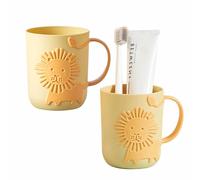 Counius Portaspazzolino e Spazzolino da denti per Bambini - 2 Pezzi Pentola multiuso riutilizzabile con manico - Portaspazzolino in plastica per bagno