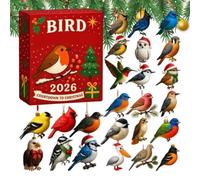 Count Down Acrylic Bird Ornaments Set - 24 Day Holiday Decor Display | Christmas Bird Countdown Calendar 26x18x3cm Acrylic 2D Flat 24 Day Ornaments Collector Decor For Window Wall Door Frame