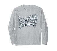Count Your Blessings - Be Thankful Inspirational Citazione Maglia a Manica