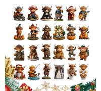 Countdown a Highland - Figure 3D Ciondoli Per Conto Alla Rovescia - 24 Pezzi Calendario 'Avvento di Natale - Per Maniglia a Porta Comodino Libreria Banco Espositore Festa Fattoria