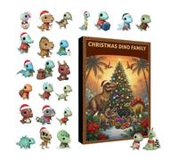 Countdown Calendar - 24 Box Cute Dinosaur Ornament Set | 2D Acrylic December Holiday Calendar for Men, Women, Children, Stocking Stuffers, Christmas, Festive Home Decoration, Family Fun
