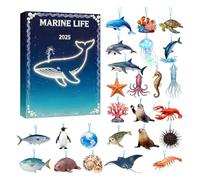 Countdown Calendar, 24 Days Sea Animal Doll Ornaments, 2D Flat Acrylic For Home Mirrors Walls Trees Holiday Season Lovers Friends Family Family Enthusiasts