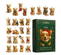 Countdown Calendar - 2d Acrylic Puppy Themed Decorative Pendants, 24 Day Christmas Calendar, Easy to Use Holiday Decor Tool, Fun Accessory for Winter Tree, Bag, or Stocking Stuffers