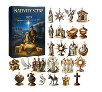 Countdown Calendar, 2d Festive Acrylic Decor, 24 Days Nativity Scene Set for Gathering Festival, Holiday Party Decoration, Easy Hangg Feature, Event Tool, Men Women Accessory, 10.24x7.09 Inches