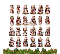 Countdown Calendar, Acrilico 2D Festive Ornament Decor For House, 24 Days Countdown Jesus Pendant Set, Seasonal Decor For Holidays, Party Home Activities Wall Gathering Display Festival