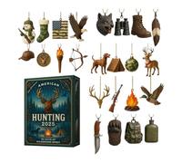 Countdown Calendar, Christmas Hunting Decorative Charm Countdown, 2025 Advent 24 Days Pendants For Shelf Desk Tree Door Entryway Window Office Shops Car Bedroom Cabinets