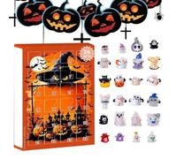 Countdown Calendar, Halloween Advent Display, Spooky Ghost Figurine Set, Collectible Ornaments, 1-Piece, for Kids Rooms, Party Décor, Shelf, Desk, Bedside, Holiday More