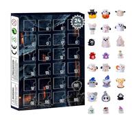 Countdown Calendar, Halloween Toy, 24 Day Ghost Figurine Set, Spooky Holiday Display Piece, Decorative Table Centerpiece for Cabinet Desktop Party Bedroom Windowsill Living, 7.09x10.24x1.18 Inches