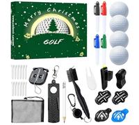 Countdown Golf Advent - 24-Day Calendar, Golfer Tees, Training Ball Set | Assorted Colored Practice Balls with Alignment Markings, Numbered Drawstring Pouches Storage for beginners golfers husbands f
