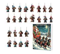 Countdown To Christmas Ornament - Ciondolo a forma di cucciolo in acrilico 2D | Ciondolo a forma di cucciolo per davanzale, camino, auto, zaino, borsa, albero, maniglia della porta