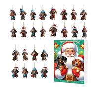 Countdown To Christmas Ornament - Ciondolo a forma di cucciolo in acrilico 2D | Ciondolo a forma di cucciolo per davanzale, camino, auto, zaino, borsa, albero, maniglia della porta