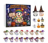 Countdown To Halloween 24 pezzi tema fantasma - Calendario di Halloween 2025 | Ornamento acrilico 2D decorazione per le vacanze per ragazzi ragazze adulti albero festa