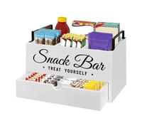 Counter Coffee Organizer, Wooden Coffee Stand With Drawer, Storage Solution For Coffees Pods Condiments, Syrup Sugar Cups, Kitchen Apartment Home Office Station Organization