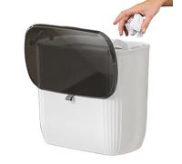Counter Top Trash Can - Wall Mounted Slide Open, Under Sink Plasstic Garbage Can | Kitchen Compost Bin With Lid, Small Wastebasket For Cabinet, Bathroom Toilet, Dorm Room, Office Desk, Laundry Room