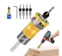 Countersink Drill Bit Set - 7 Piece Adjustable Depth Stop Woodworking Kit | Quick Change Drill Tool Durable Precision Bit Set for Wood, MDF Plywood, Aluminum, Non Ferrous, Metal Projects