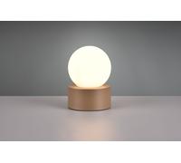 COUNTESS LAMPADA DA TAVOLO BASE METALLO EFFETTO LEGNO E VETRO SFERA BIANCO ACCENSIONE TOUCH H. 17CM 1 LUCE ATTACCO E14