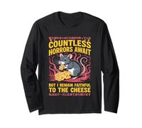 Countless Horrors Await Vintage Japanese Rat Meme Eat Cheese Maglia a Manica
