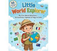 Countries of the World Coloring Book: Learn 50 Countries, Capitals and Flags in a Fun Way - Educational Geography Book for Kids Ages 6-8