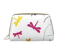 Country Barn Wood Door Leathers Borsa per il trucco lavabile per le donne, borse cosmetiche da viaggio, astuccio portatile con cerniera astuccio organizer, Libellula colorata., Taglia unica