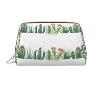 Country Barn Wood Door Leathers Borsa per il trucco lavabile per le donne, borse cosmetiche da viaggio, astuccio portatile con cerniera astuccio organizer, Fiore di cactus., Taglia unica