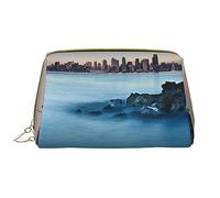 Country Barn Wood Door Leathers Borsa per il trucco lavabile per le donne, borse cosmetiche da viaggio, astuccio portatile con cerniera astuccio organizer, Mare calmo e rocce, Taglia unica