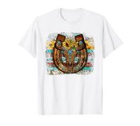 Country Boho Western Bull Decor for Women Cute Horseshoe Maglietta