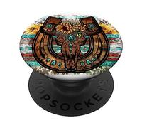 Country Boho Western Bull Decor For Women Cute Horseshoe PopSockets PopGrip Adesivo