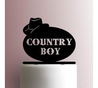 Country Boy - Topper per torta in acrilico, larghezza 17,8 cm, colore: Bianco