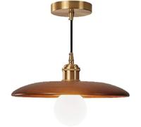 Country Chandelier Wood Pendant Height Adjustable E27 Base Ceiling Light Fixture for Kitchen Island Dining Living Room Hallway(Red)