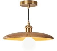 Country Chandelier Wood Pendant Height Adjustable E27 Base Ceiling Light Fixture for Kitchen Island Dining Living Room Hallway(Yellow)
