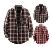 Country Classics - Camicie da uomo da boscaiolo, vestibilità regolare, in tartan, vestibilità larga, camicia a quadri, per lavoro all'aperto, a maniche lunghe, alla moda, con tasca sul petto, a