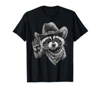 Country Cowboy Raccoon Trash Panda Cowgirl Western Texas Maglietta